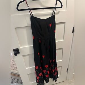 Reformation Black and Red Floral Midi Dress
